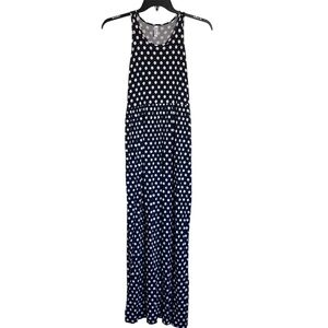Navy and White Polka Dot Maxi Dress